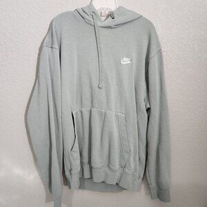 Nike Mens Sage Green Hoodie Size S Cotton Blend With Logo & Front Pocket